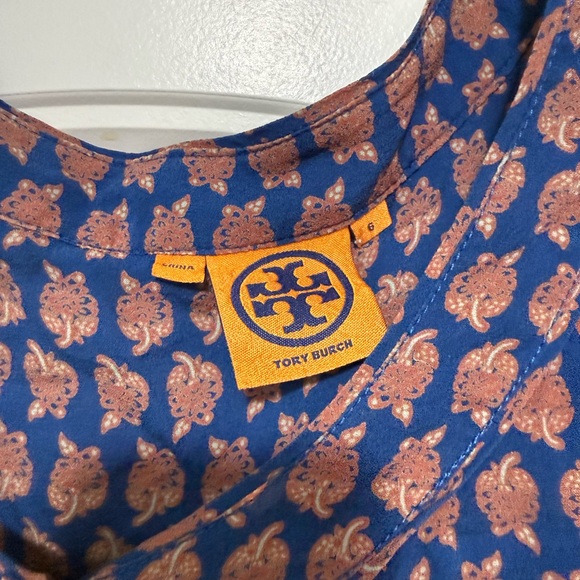 Tory Burch Blue and Tan Patterned Top - Picture 3 of 4